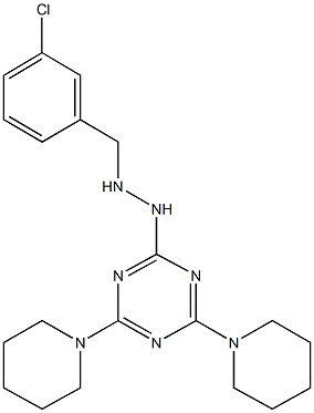 2-[2-(3-chlorobenzyl)hydrazino]-4,6-di(1-piperidinyl)-1,3,5-triazine Struktur