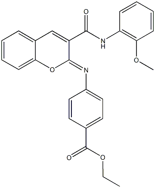 ethyl 4-({3-[(2-methoxyanilino)carbonyl]-2H-chromen-2-ylidene}amino)benzoate Struktur