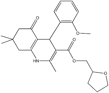 tetrahydro-2-furanylmethyl 4-(2-methoxyphenyl)-2,7,7-trimethyl-5-oxo-1,4,5,6,7,8-hexahydro-3-quinolinecarboxylate Struktur