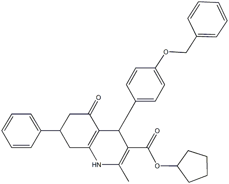 cyclopentyl 4-[4-(benzyloxy)phenyl]-2-methyl-5-oxo-7-phenyl-1,4,5,6,7,8-hexahydro-3-quinolinecarboxylate Struktur