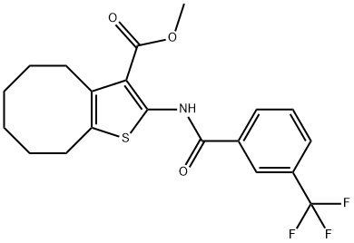 methyl 2-{[3-(trifluoromethyl)benzoyl]amino}-4,5,6,7,8,9-hexahydrocycloocta[b]thiophene-3-carboxylate Struktur