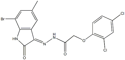 N'-(7-bromo-5-methyl-2-oxo-1,2-dihydro-3H-indol-3-ylidene)-2-(2,4-dichlorophenoxy)acetohydrazide Struktur