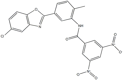 N-[5-(5-chloro-1,3-benzoxazol-2-yl)-2-methylphenyl]-3,5-bisnitrobenzamide Struktur