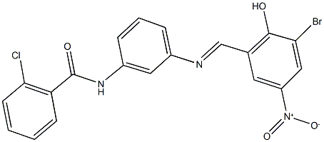 N-[3-({3-bromo-2-hydroxy-5-nitrobenzylidene}amino)phenyl]-2-chlorobenzamide Struktur