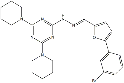 5-(3-bromophenyl)-2-furaldehyde [4,6-di(1-piperidinyl)-1,3,5-triazin-2-yl]hydrazone Struktur