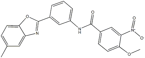 3-nitro-4-methoxy-N-[3-(5-methyl-1,3-benzoxazol-2-yl)phenyl]benzamide Struktur