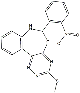 6-{2-nitrophenyl}-3-(methylsulfanyl)-6,7-dihydro[1,2,4]triazino[5,6-d][3,1]benzoxazepine Struktur