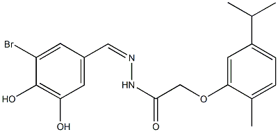 N'-(3-bromo-4,5-dihydroxybenzylidene)-2-(5-isopropyl-2-methylphenoxy)acetohydrazide Struktur