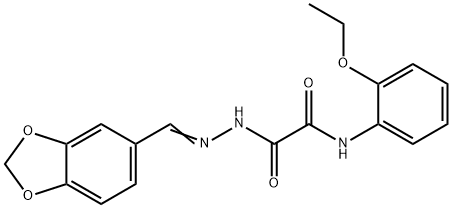 2-[2-(1,3-benzodioxol-5-ylmethylene)hydrazino]-N-(2-ethoxyphenyl)-2-oxoacetamide Struktur