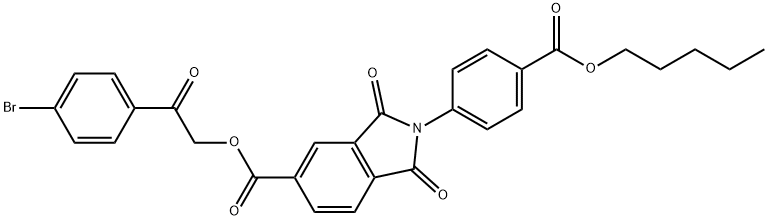 2-(4-bromophenyl)-2-oxoethyl 1,3-dioxo-2-{4-[(pentyloxy)carbonyl]phenyl}isoindoline-5-carboxylate Struktur