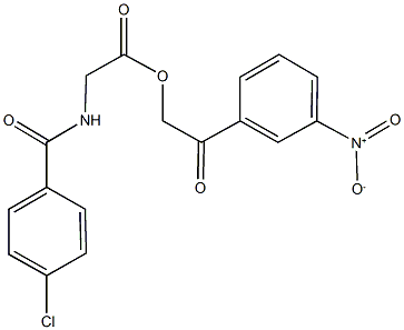 2-{3-nitrophenyl}-2-oxoethyl [(4-chlorobenzoyl)amino]acetate Struktur