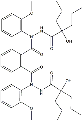 N'~1~,N'~2~-bis(2-hydroxy-2-propylpentanoyl)-N~1~,N~2~-bis(2-methoxyphenyl)phthalohydrazide Struktur