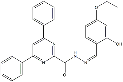 N'-(4-ethoxy-2-hydroxybenzylidene)-4,6-diphenyl-2-pyrimidinecarbohydrazide Struktur