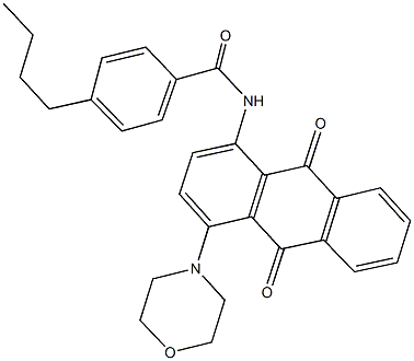 4-butyl-N-[4-(4-morpholinyl)-9,10-dioxo-9,10-dihydro-1-anthracenyl]benzamide Struktur