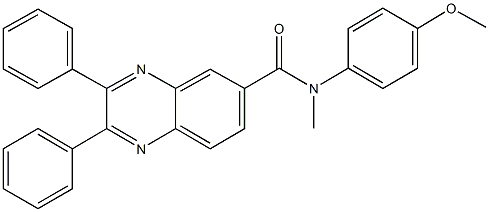 N-(4-methoxyphenyl)-N-methyl-2,3-diphenyl-6-quinoxalinecarboxamide Struktur