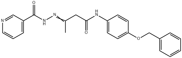 N-[4-(benzyloxy)phenyl]-3-[(3-pyridinylcarbonyl)hydrazono]butanamide Struktur