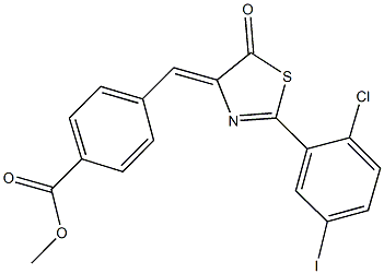 methyl 4-[(2-(2-chloro-5-iodophenyl)-5-oxo-1,3-thiazol-4(5H)-ylidene)methyl]benzoate Struktur