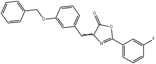 4-[3-(benzyloxy)benzylidene]-2-(3-fluorophenyl)-1,3-oxazol-5(4H)-one Struktur