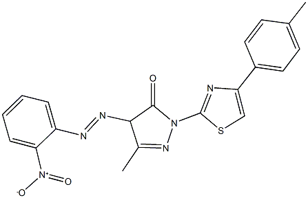 4-({2-nitrophenyl}diazenyl)-5-methyl-2-[4-(4-methylphenyl)-1,3-thiazol-2-yl]-2,4-dihydro-3H-pyrazol-3-one Struktur