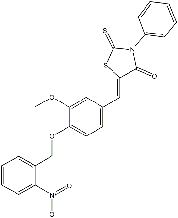 5-[4-({2-nitrobenzyl}oxy)-3-methoxybenzylidene]-3-phenyl-2-thioxo-1,3-thiazolidin-4-one Struktur