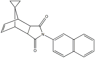 4-(2-naphthyl)-spiro[4-azatricyclo[5.2.1.0~2,6~]dec[8]ene-10,1'-cyclopropane]-3,5-dione Struktur