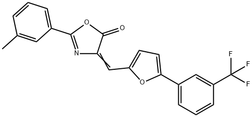 2-(3-methylphenyl)-4-({5-[3-(trifluoromethyl)phenyl]-2-furyl}methylene)-1,3-oxazol-5(4H)-one Struktur