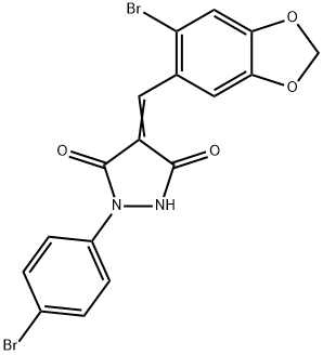 4-[(6-bromo-1,3-benzodioxol-5-yl)methylene]-1-(4-bromophenyl)-3,5-pyrazolidinedione Struktur