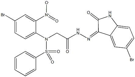 N-{4-bromo-2-nitrophenyl}-N-{2-[2-(5-bromo-2-oxo-1,2-dihydro-3H-indol-3-ylidene)hydrazino]-2-oxoethyl}benzenesulfonamide Struktur