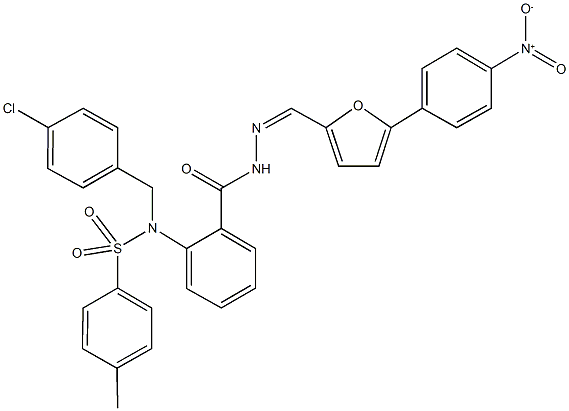 N-(4-chlorobenzyl)-N-[2-({2-[(5-{4-nitrophenyl}-2-furyl)methylene]hydrazino}carbonyl)phenyl]-4-methylbenzenesulfonamide Struktur