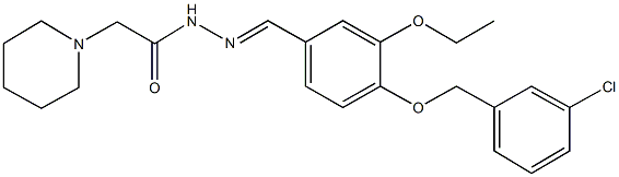 N'-{4-[(3-chlorobenzyl)oxy]-3-ethoxybenzylidene}-2-(1-piperidinyl)acetohydrazide Struktur