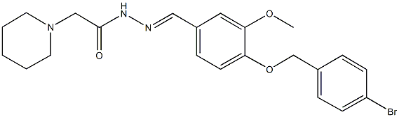 N'-{4-[(4-bromobenzyl)oxy]-3-methoxybenzylidene}-2-(1-piperidinyl)acetohydrazide Struktur