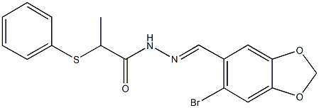 N'-[(6-bromo-1,3-benzodioxol-5-yl)methylene]-2-(phenylsulfanyl)propanohydrazide Struktur