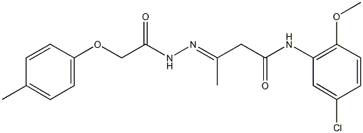 N-(5-chloro-2-methoxyphenyl)-3-{[(4-methylphenoxy)acetyl]hydrazono}butanamide Struktur