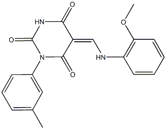 5-[(2-methoxyanilino)methylene]-1-(3-methylphenyl)-2,4,6(1H,3H,5H)-pyrimidinetrione Struktur