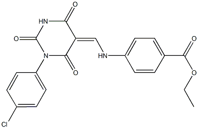 ethyl 4-{[(1-(4-chlorophenyl)-2,4,6-trioxotetrahydro-5(2H)-pyrimidinylidene)methyl]amino}benzoate Struktur