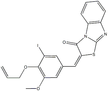 2-[4-(allyloxy)-3-iodo-5-methoxybenzylidene][1,3]thiazolo[3,2-a]benzimidazol-3(2H)-one Struktur