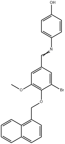 4-{[3-bromo-5-methoxy-4-(1-naphthylmethoxy)benzylidene]amino}phenol Struktur