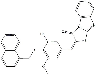 2-[3-bromo-5-methoxy-4-(1-naphthylmethoxy)benzylidene][1,3]thiazolo[3,2-a]benzimidazol-3(2H)-one Struktur