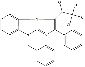 1-(9-benzyl-2-phenyl-9H-imidazo[1,2-a]benzimidazol-3-yl)-2,2,2-trichloroethanol Struktur