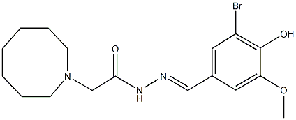 2-(1-azocanyl)-N'-(3-bromo-4-hydroxy-5-methoxybenzylidene)acetohydrazide Struktur