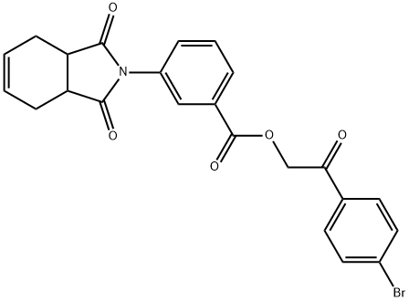 2-(4-bromophenyl)-2-oxoethyl 3-(1,3-dioxo-1,3,3a,4,7,7a-hexahydro-2H-isoindol-2-yl)benzoate Struktur