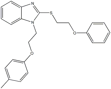 1-[2-(4-methylphenoxy)ethyl]-2-[(2-phenoxyethyl)sulfanyl]-1H-benzimidazole Struktur