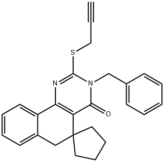 3-benzyl-2-(2-propynylsulfanyl)-5,6-dihydrospiro(benzo[h]quinazoline-5,1'-cyclopentane)-4(3H)-one Struktur