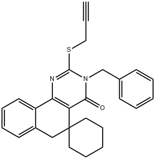 3-benzyl-2-(2-propynylsulfanyl)-5,6-dihydrospiro(benzo[h]quinazoline-5,1'-cyclohexane)-4(3H)-one Struktur