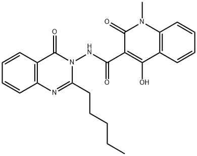 4-hydroxy-1-methyl-2-oxo-N-(4-oxo-2-pentyl-3(4H)-quinazolinyl)-1,2-dihydro-3-quinolinecarboxamide Struktur