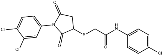 N-(4-chlorophenyl)-2-{[1-(3,4-dichlorophenyl)-2,5-dioxopyrrolidin-3-yl]sulfanyl}acetamide Struktur