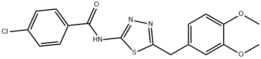 4-chloro-N-[5-(3,4-dimethoxybenzyl)-1,3,4-thiadiazol-2-yl]benzamide Struktur