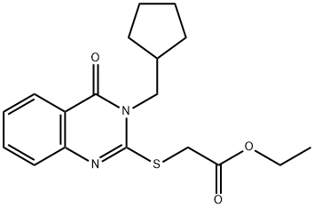 ethyl {[3-(cyclopentylmethyl)-4-oxo-3,4-dihydro-2-quinazolinyl]sulfanyl}acetate Struktur