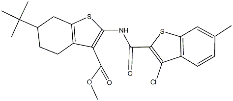 methyl 6-tert-butyl-2-{[(3-chloro-6-methyl-1-benzothien-2-yl)carbonyl]amino}-4,5,6,7-tetrahydro-1-benzothiophene-3-carboxylate Struktur