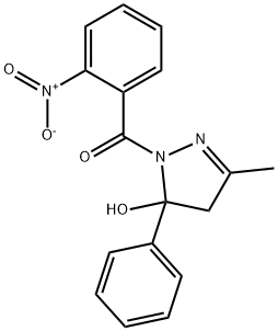 1-{2-nitrobenzoyl}-3-methyl-5-phenyl-4,5-dihydro-1H-pyrazol-5-ol Struktur